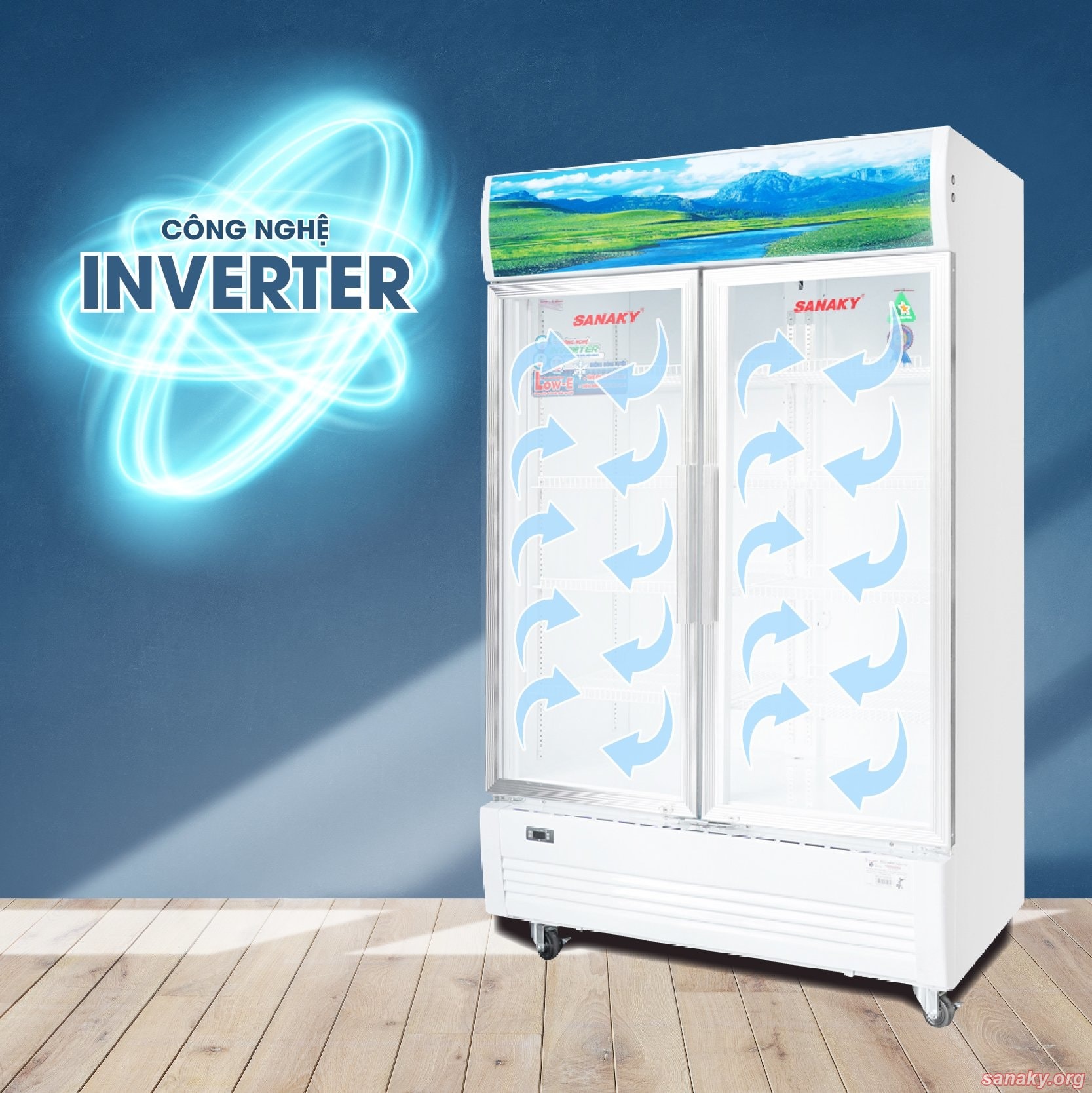 Tủ mát 2 cánh Inverter 700l Sanaky VH-8009HP3